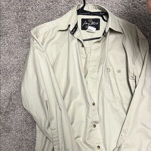 Perry Ellis Men's Cream Casual Button Down Shirt